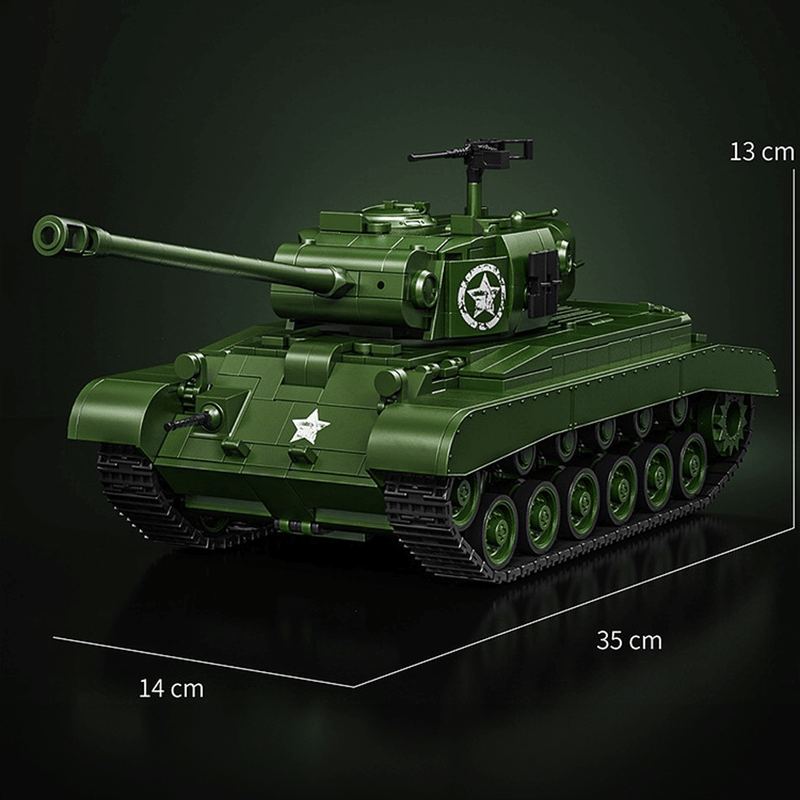 M26 Pershing Heavy Tank 1702pcs Model – Rotating Turret - RBrickstem®