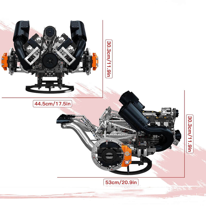 The Ultimate Scandinavian 5L V8 Engine & Gearbox 3191Pcs - RBrickstem®