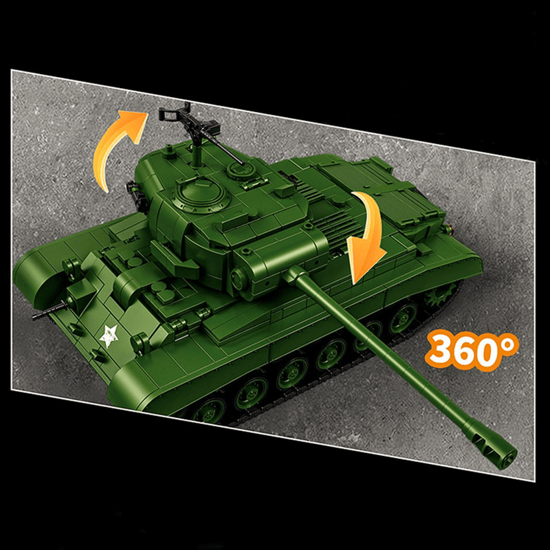 M26 Pershing Heavy Tank 1702pcs Model – Rotating Turret - RBrickstem®