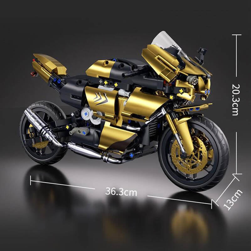 Metallic Gold Sports Bike 544PCS 1:8 Scale - RBrickstem®