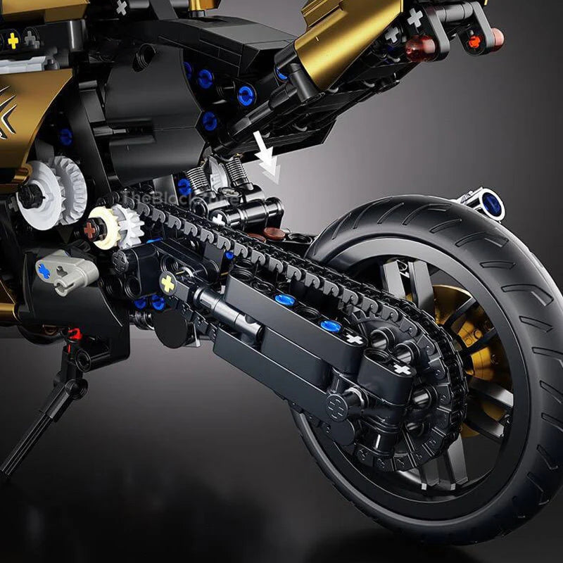 Metallic Gold Sports Bike 544PCS 1:8 Scale - RBrickstem®