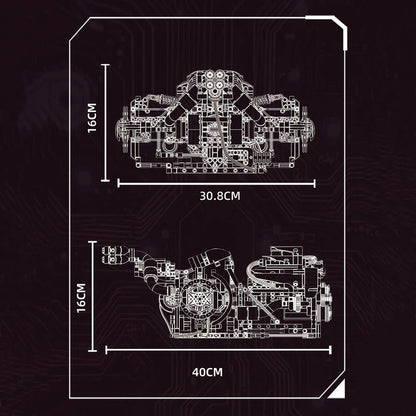 V8 Rear Supercar Powertrain 1393Pcs - RBrickstem®