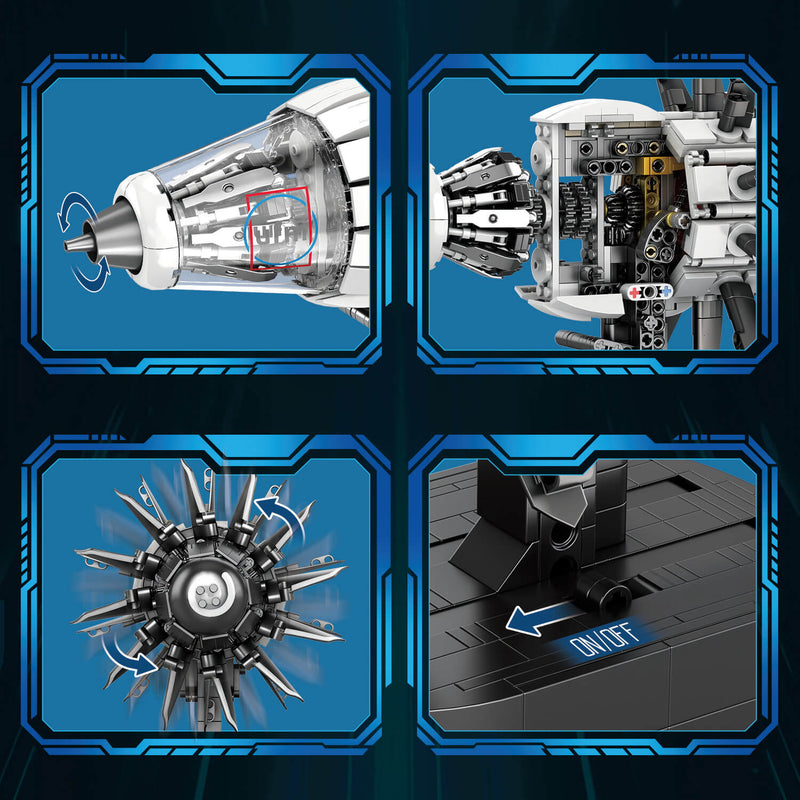 Motorised Aircraft Engine 1350Pcs - RBrickstem®