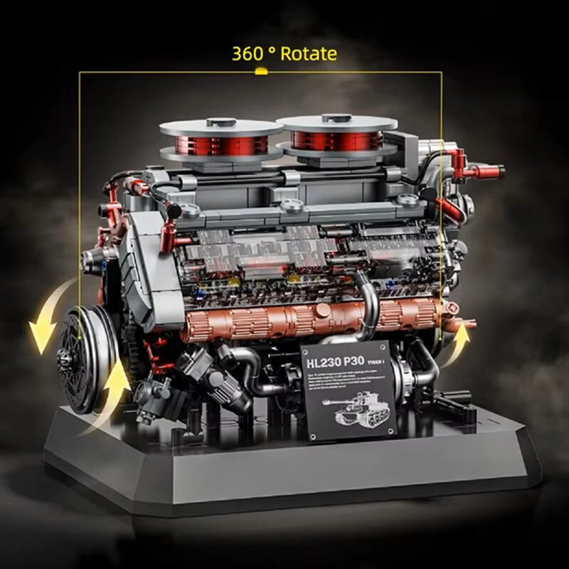 WW2 German V8 Tank Engine 1235Pcs - RBrickstem®