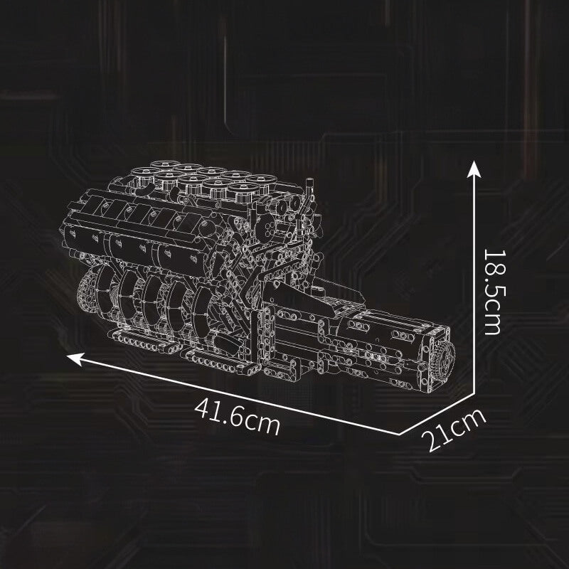 V10 Naturally Aspirated Japanese Engine 1833Pcs - RBrickstem®