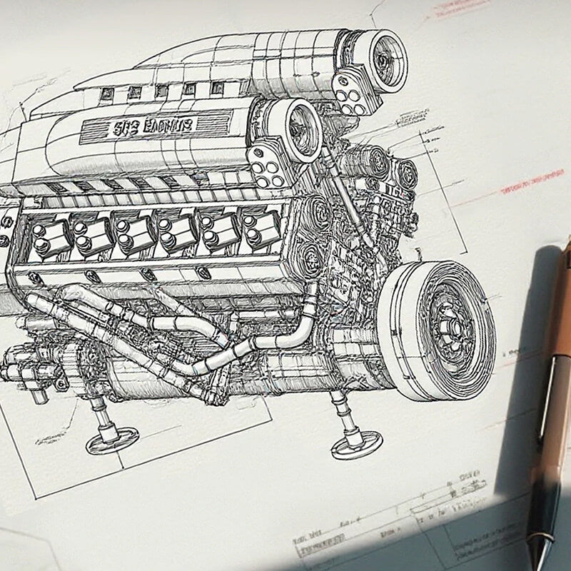 Legendary Prancing Horse V12 Engine 1239Pcs - RBrickstem®