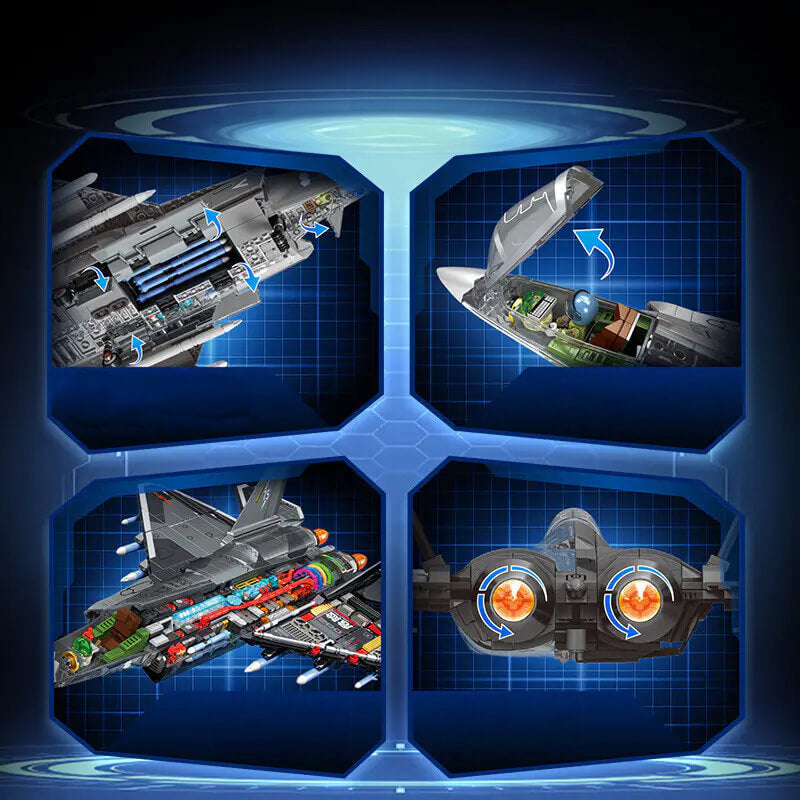 Transparent J-35 Tactical Jet 1322Pcs - RBrickstem®