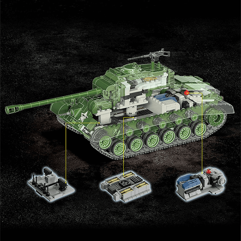 M26 Pershing Heavy Tank 1702pcs Model – Rotating Turret - RBrickstem®