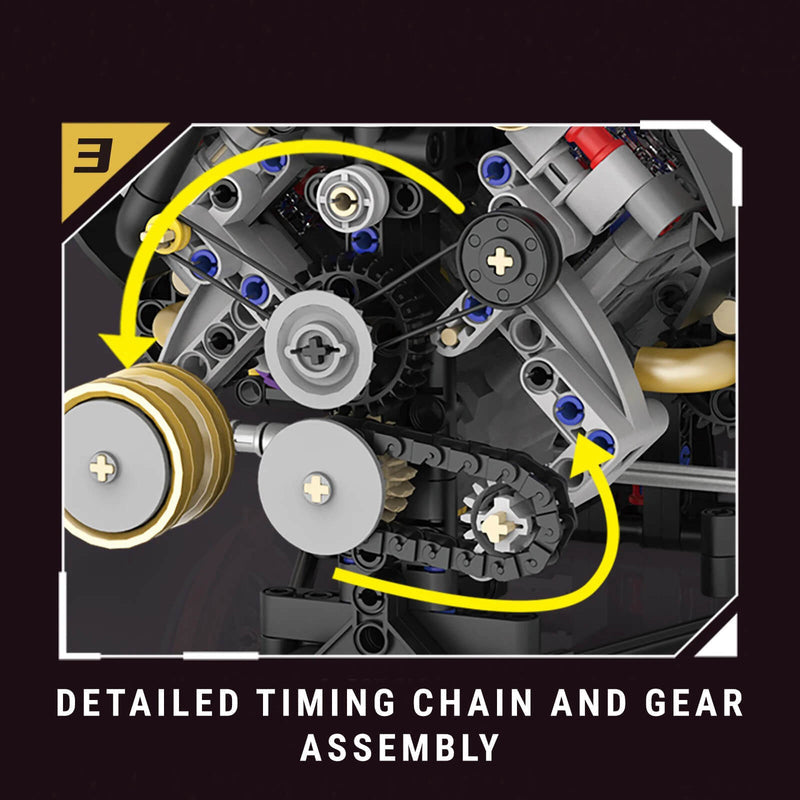 V8 Rear Supercar Powertrain 1393Pcs - RBrickstem®