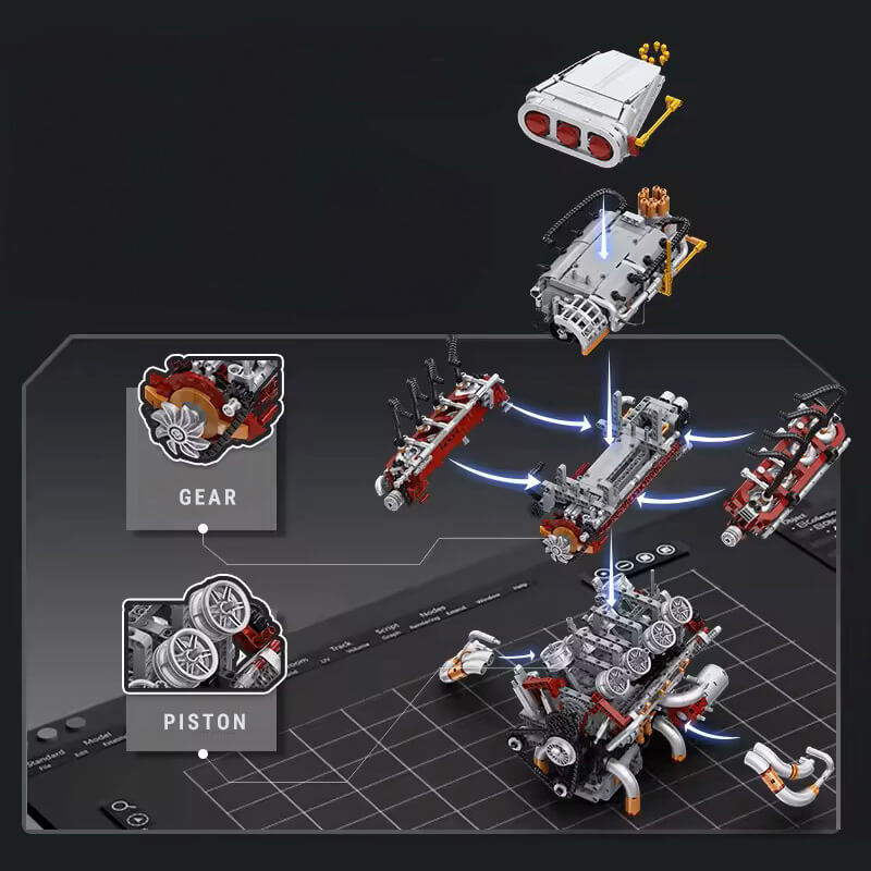Supercharged V8 American Engine 2346Pcs - RBrickstem®