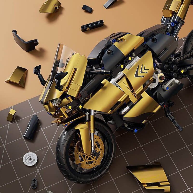 Metallic Gold Sports Bike 544PCS 1:8 Scale - RBrickstem®