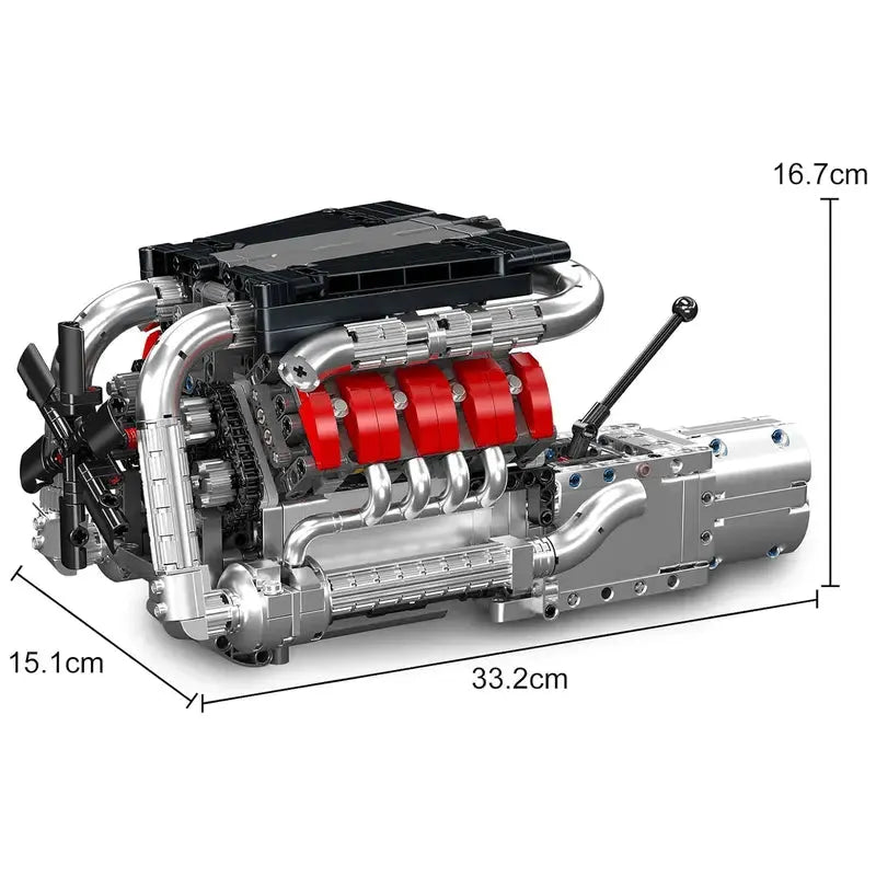 Motorised German V8 Engine With Gearbox 1168pcs - RBrickstem®