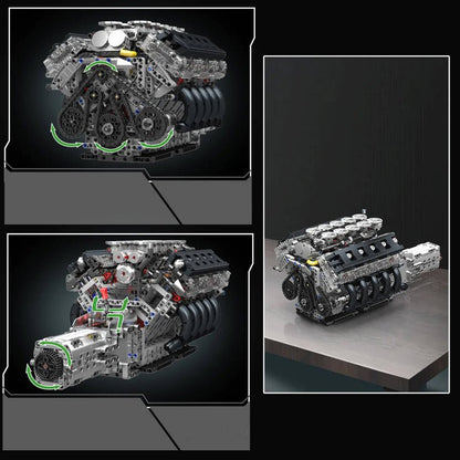 V10 Naturally Aspirated Japanese Engine 1833Pcs - RBrickstem®